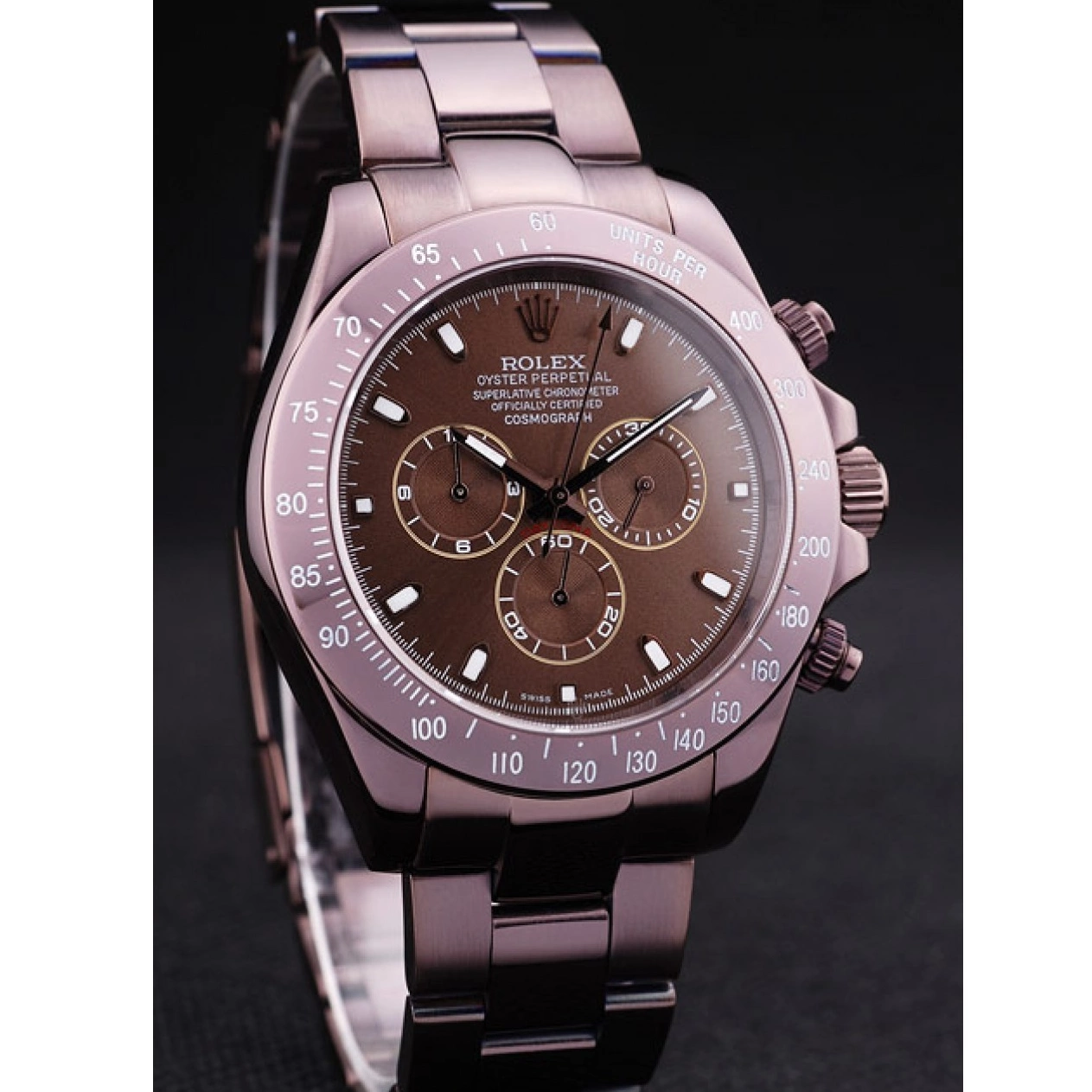 Aaa replica watch Steel Bezel Brown Copper Rolex Daytona Dial 7477 Stainless 0815